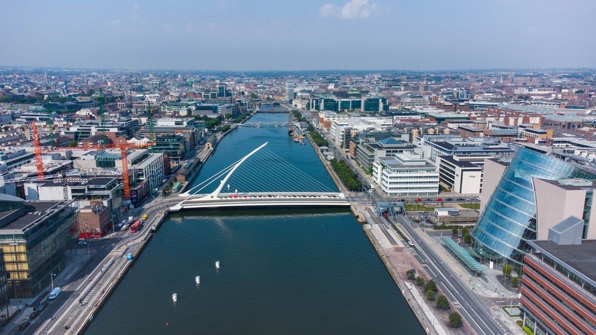 An aerial shot of Dublin