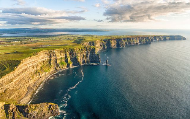 Aerial view of the Cliffs of Moher in Ireland