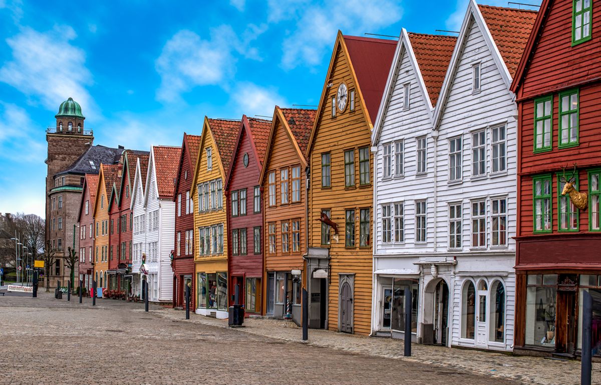 Pretty buildings in Bergen, Norway