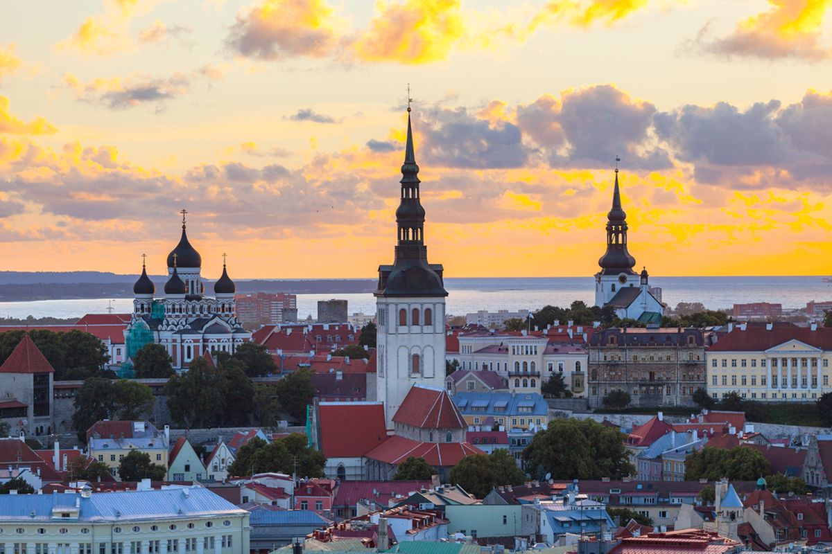 View of Tallinn at sunset