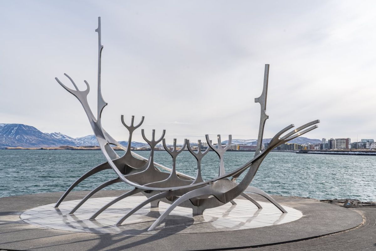 The Sun Voyager statue in Reykjavik