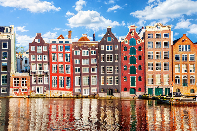 Traditional Dutch houses in Amsterdam, the Netherlands