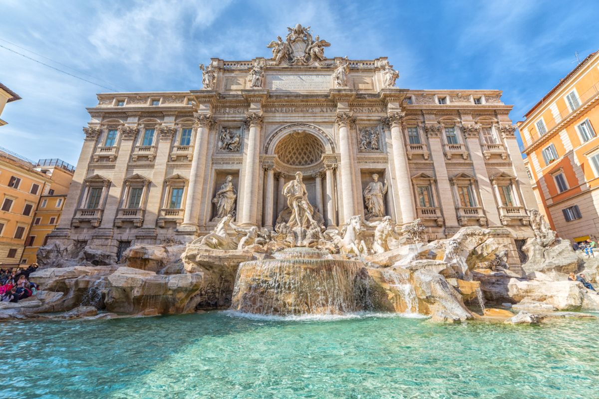 View of the Trevi Fountain in Rome