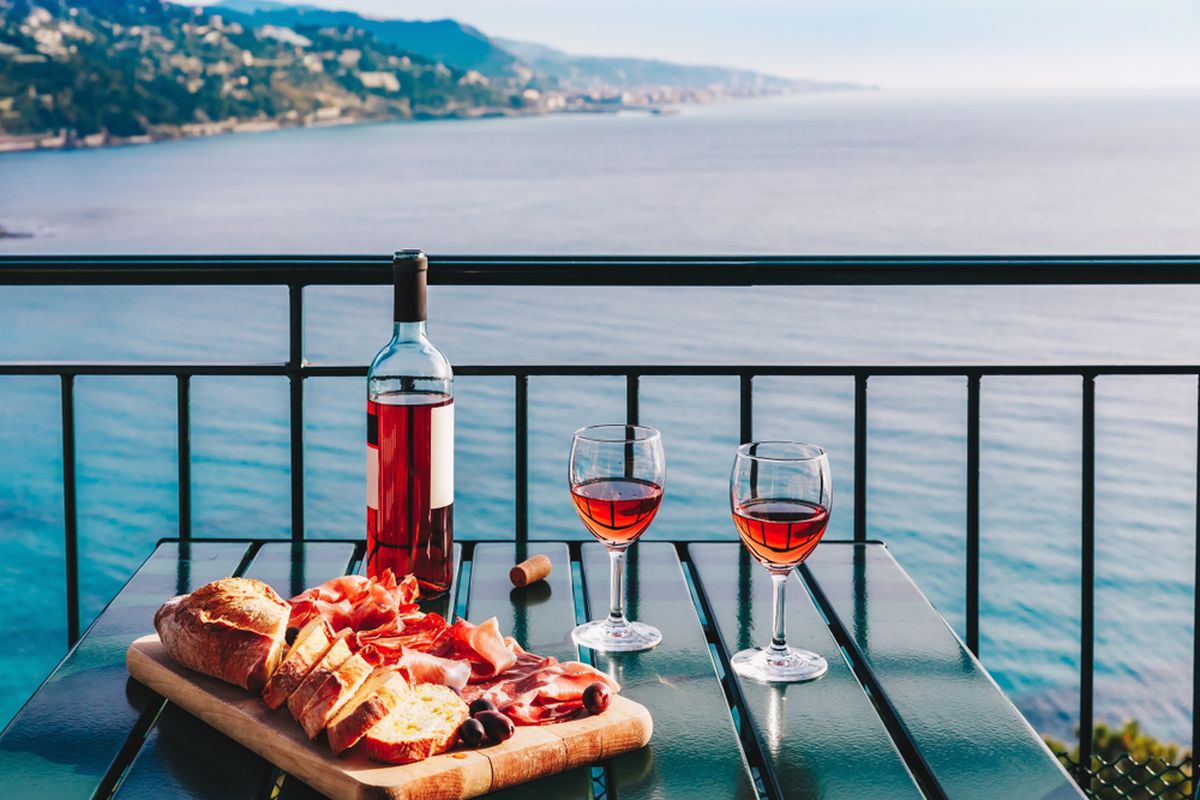 Two glasses of wine in Italy.