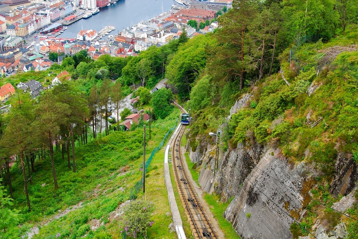 Fløibanen funicular in Bergen, Norway