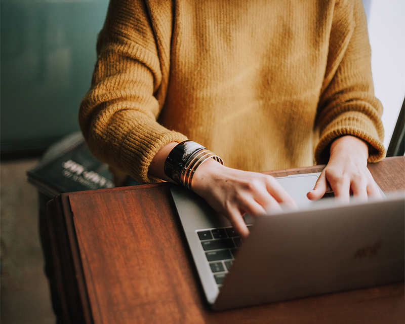 Woman using laptop