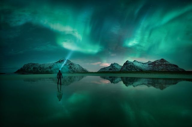 Northern Lights captured over Lofoten Islands, Norway
