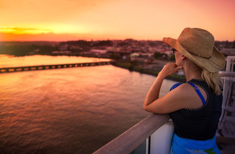 Woman on a cruise ship
