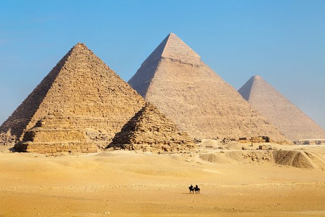 View of the Pyramids near Cairo city in Egypt