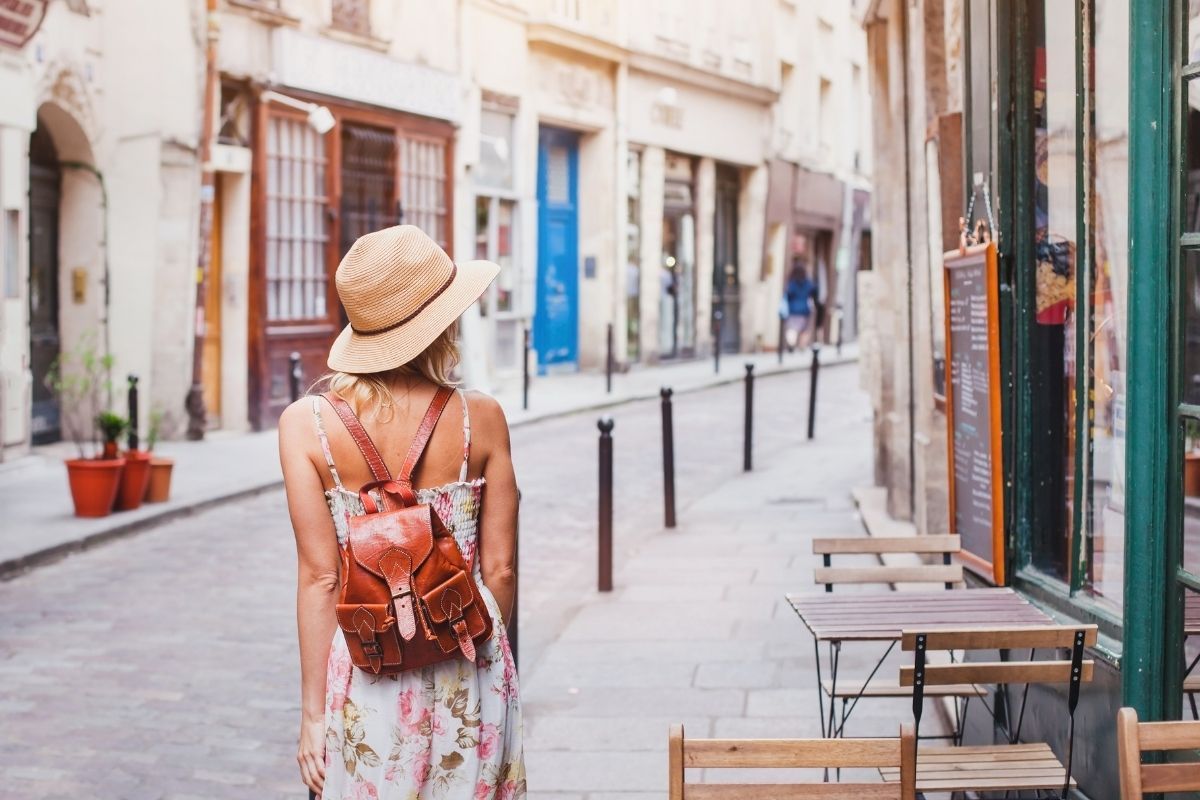 Person solo sightseeing