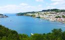 Scenic bay and historic Fowey in Cornwall, England