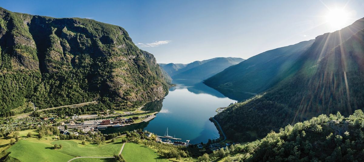 Scenery of a fjord in Flam, Norway