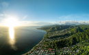 Wide-angle drone photo of Roseau, in Dominica, West Indies, Caribbean.