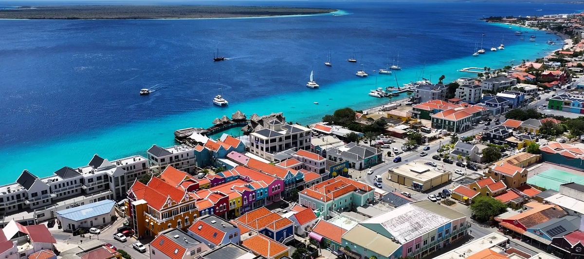 Downtown Bonaire At Kralendijk In Bonaire Netherlands Antilles.