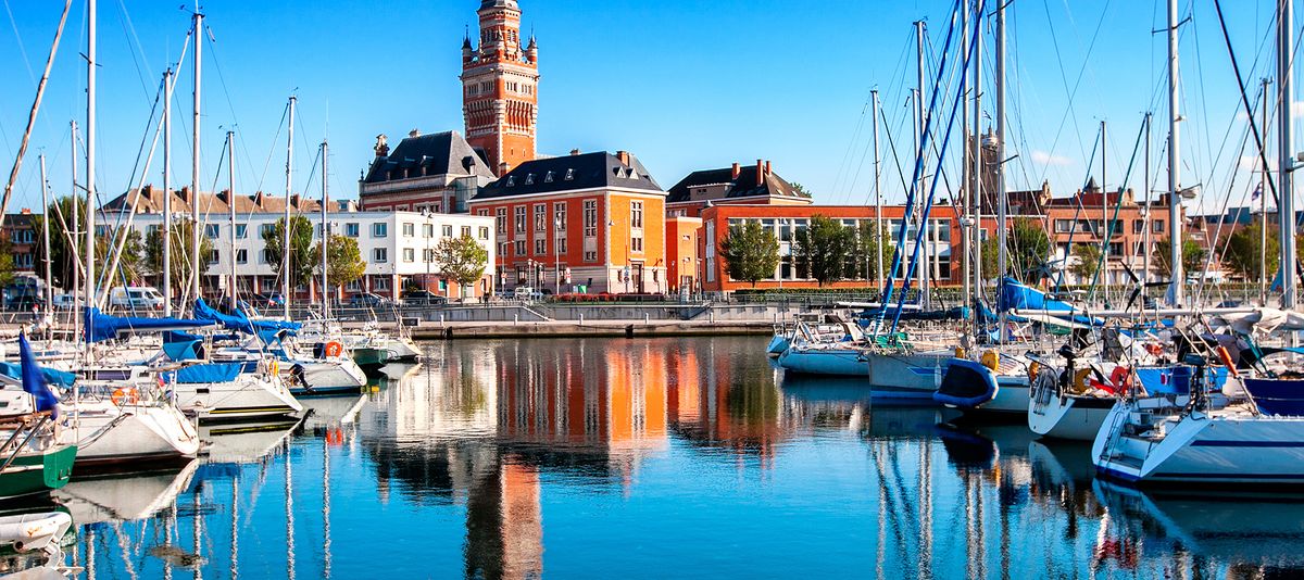 The historic city of Dunkirk, the Atlantic coast of the ocean, France