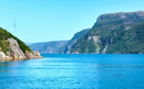 Fjord summer hazy view from ferry (Boknafjord, Norway)
