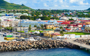 Aerial view of Port Zante marina in Basseterre, St. Kitts, in the Caribbean