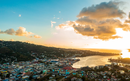 Aerial view of Castries St Lucia at Sunset