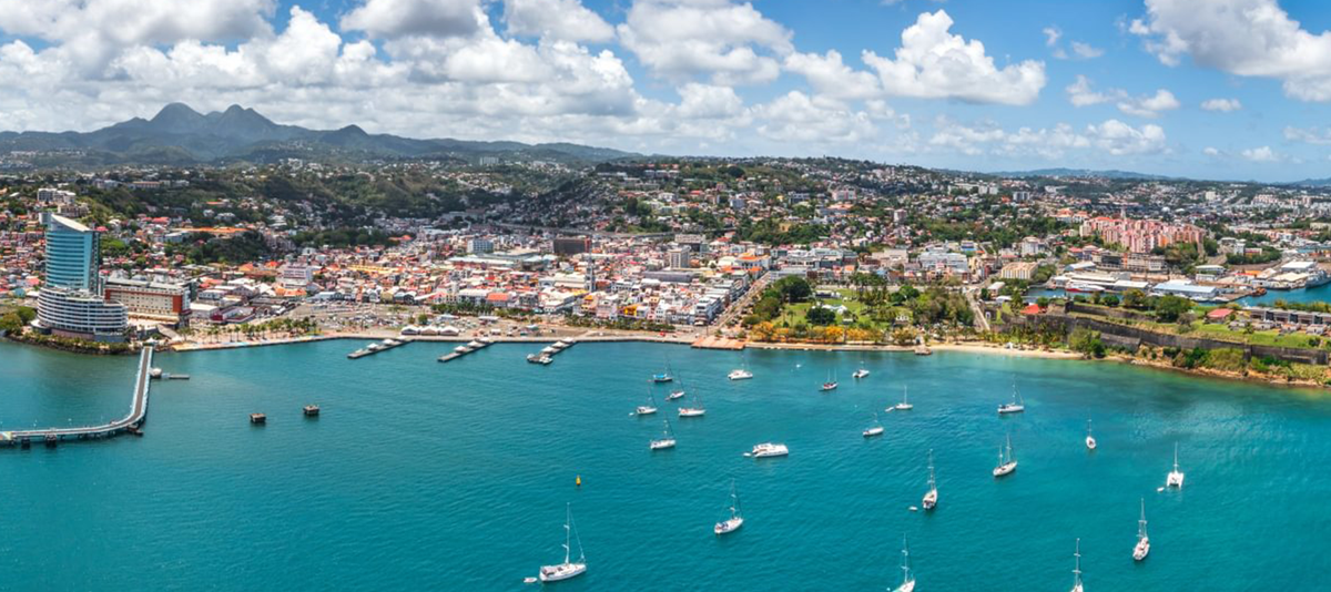 Fort de France skyline panorama in Martinique, France.
