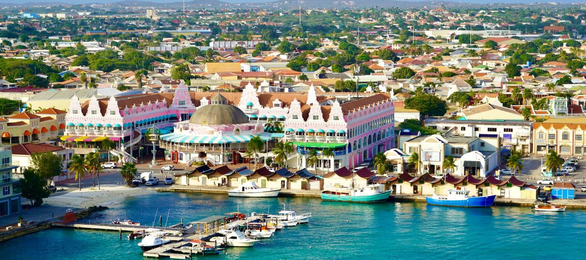 Waterfront harbour of Oranjestad Aruba