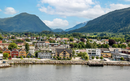 Nordfjordeid Panorama view from harbor Vestland in Norway (Norwegen, Norge or Noreg)