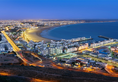 An evening shot of the seacoast in Agadir
