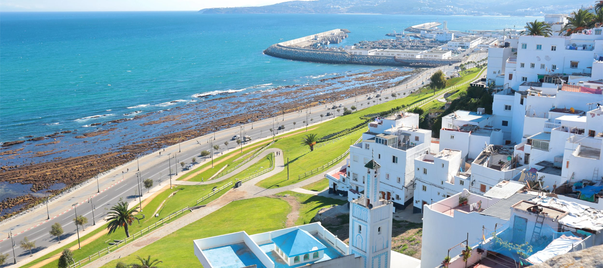 The old city of Tangier, a panoramic view of the port and the old city from the top of Hajrat Ghanem, hafa