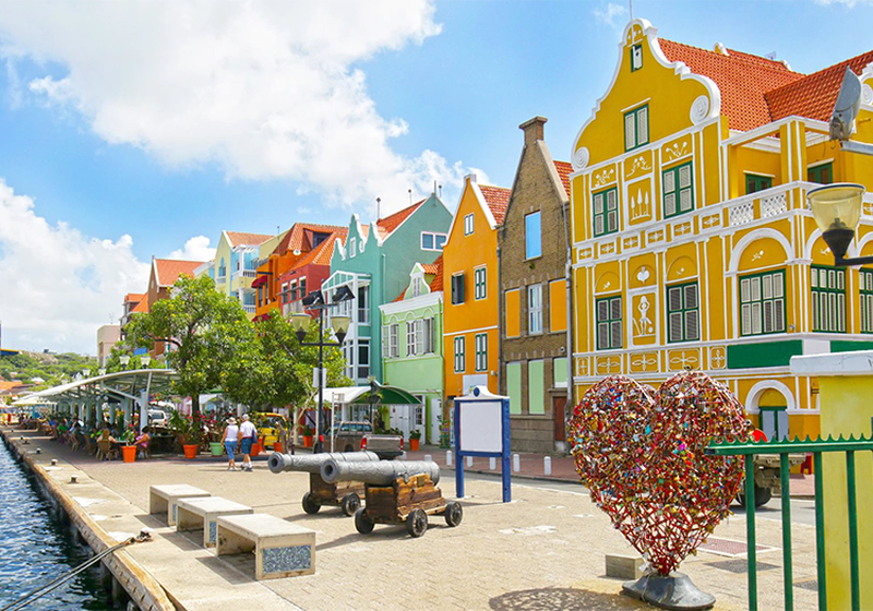 View of the promenade marina Willemstad Curacao